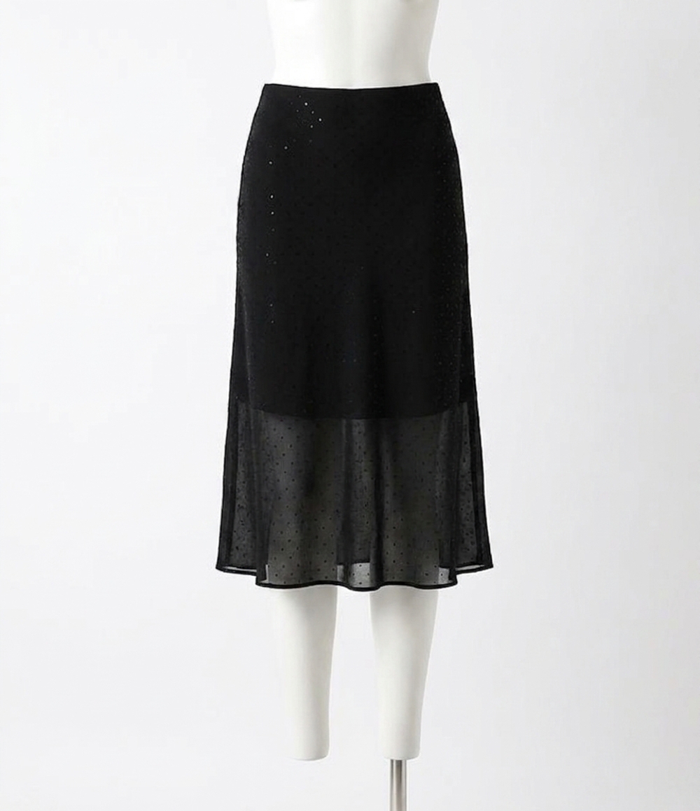NEW LUCY PARIS masa rhinestone midi skirt in black